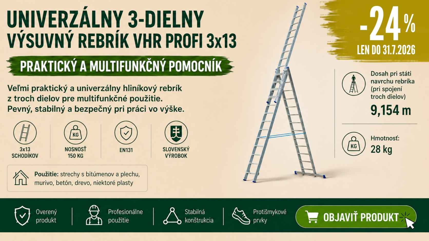 EXTRA ZĽAVA: Rebrík 3x13