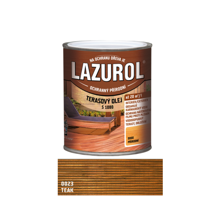 LAZUROL S1080, terasový olej 0023 teak 0,75 l