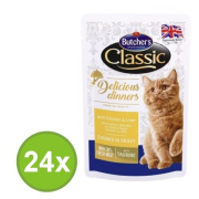 Butcher´s Classic Delicious Dinners, kapsička s kuracím mäsom a pečeňou 24x 100 g
