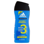 ADIDAS 3v1 Sport Energy, sprchový gél na telo, vlasy a tvár 250 ml
