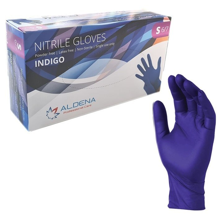 Aldena Nitrilové rukavice S indigo, 100 ks - 100 ks