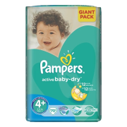 PAMPERS Active Baby 4+ Maxi, Plienky pre deti od 9 do 16kg 70ks