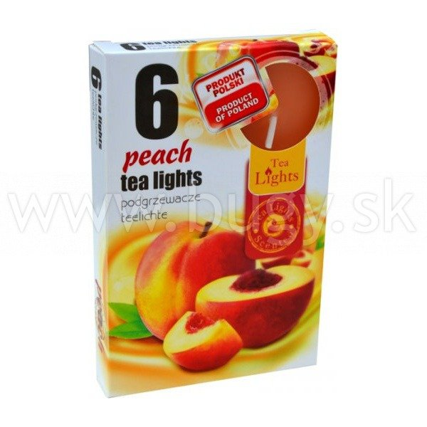 Voňavé sviečky, Tea Lights Peach 6 ks