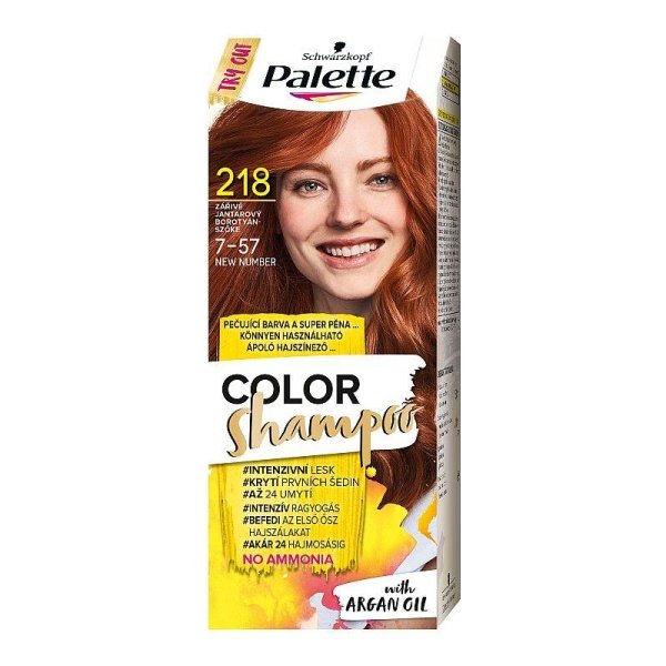 Schwarzkopf Palette Color Shampoo, 218 žiarivá jantárová, farba na vlasy 1 ks - 7-57