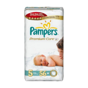 PAMPERS Premium Care Jumbo Pack 5, Najhebkejšie jednorázové plienky pre deti, od 11kg do 25kg, 56ks