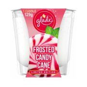 GLADE Frosted Candy Cane, vonná sviečka v skle 129 g