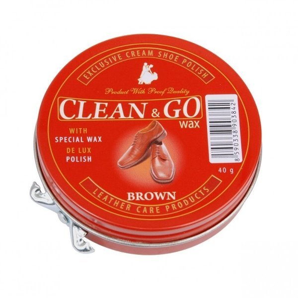 CLEAN & GO Wax Krém na obuv z lesklej kože s voskom - hnedý 40 g - hnedý