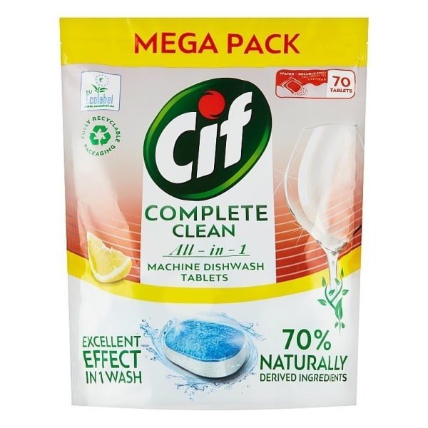 CIF Complete Clean All-in-1 Lemon, tablety do umývačky riadu 70 ks, 70 ks