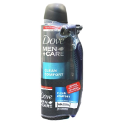 DOVE Men+Care Clean Comfort dezodorant v spreji + holiaci strojček zadarmo 1 ks