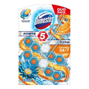 DOMESTOS Power 5 Platinum Blue Lotus & Orange, tuhý WC blok 2 x 55 g