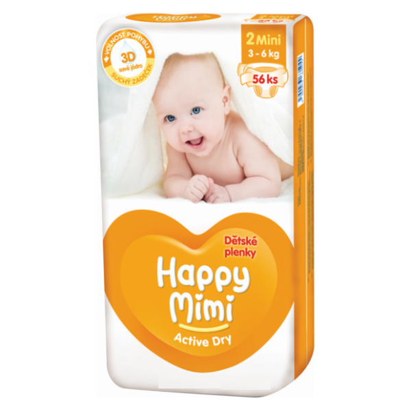 Happy Mimi active dry MINI 3-6 kg, 56 ks - 3 - 6 kg