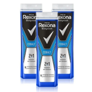 REXONA Men Cobalt sprchovací gél a šampón 2v1, 3 x 250 ml