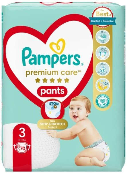 Pampers Premium Pants plienkové nohavičky veľkosť 3, 6-11 kg, 70 ks, 6-11 kg