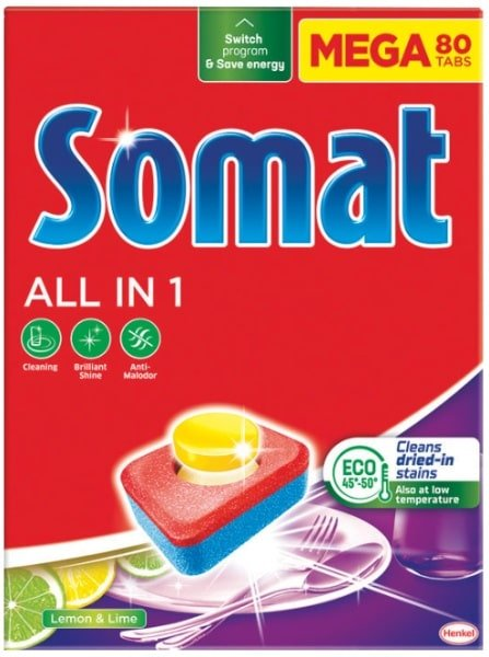 Somat All in One Lemon & Lime, tablety do umývačky riadu 80 ks