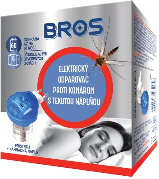 Bros elektrický odparovač proti komárom s tekutou náplňou 60 nocí bez komárov