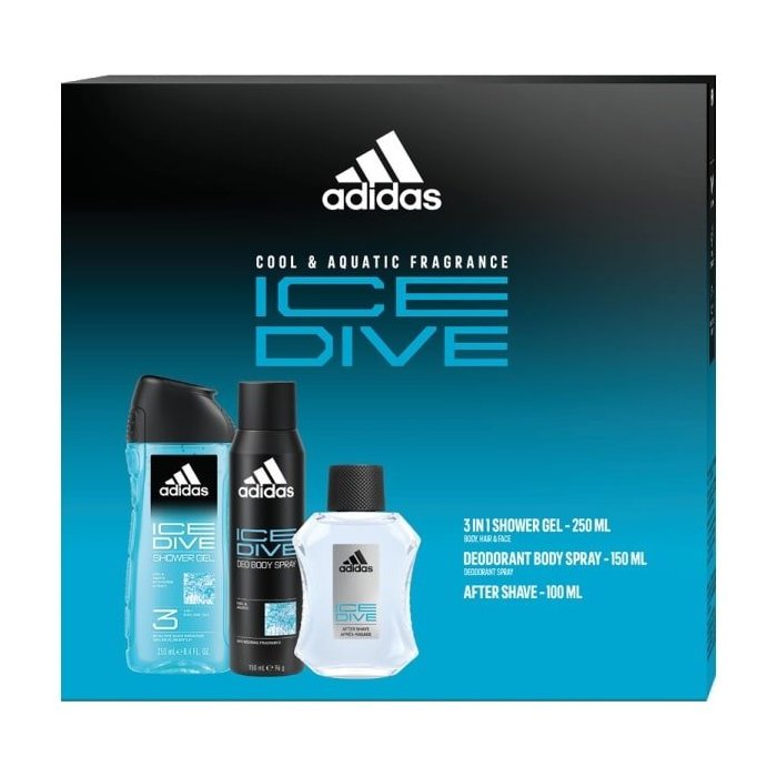 Adidas Ice Dive voda po holení 100 ml + Deodorant sprej 150 ml + sprchový gél 250 ml