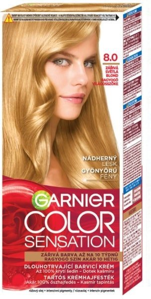 Garnier Color Sensation, farba na vlasy 8.0 Žiarivá svetlá blond 1ks - 8.0