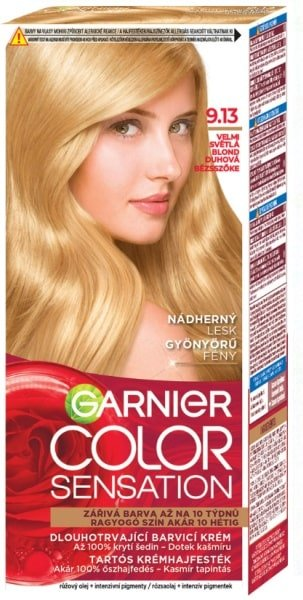 Garnier Color Sensation, farba na vlasy 9.13 Veľmi svetlá blond dúhová 1ks - 9.13