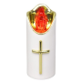 Led sviečka Rico, bielo zlatá, červená 12,5 cm, 1 ks