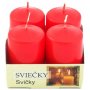 Adventné sviečky 40 x 60 mm, červená 4 ks