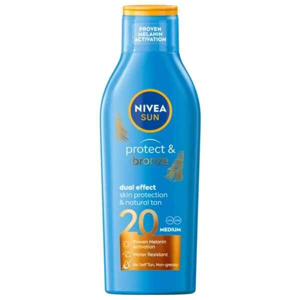 Nivea Sun Protect & Bronze mlieko na opaľovanie SPF 20, 200 ml, SPF 20