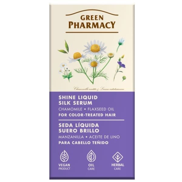 Green Pharmacy tekuté hodvábne sérum na farbené vlasy Harmanček a ľanový olej 30 ml, sérum