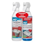 HG penový čistič vodného kameňa 500 ml + HG čistič skla a zrkadiel 500 ml