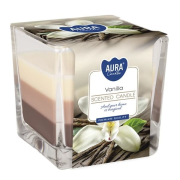 Bispol trojfarebná vonná sviečka v skle Vanilla 170 g