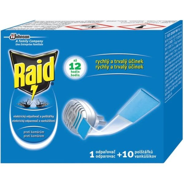 Raid Elektrický odparovač s vankúšikmi proti komárom 10 ks