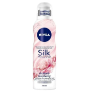 NIVEA Care Shower Mousse, Ošetrujúca sprchová pena s výťažkami z hodvábu a ovocnou vôňou rebarbory a