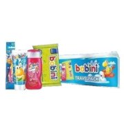 BOBINI Travelpack, cestovné balenie - sprchový gél 3v1, zubná pasta, zubná kefka, vlhčené utierky