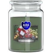 Bispol Vianočný stromček Maxi sviečka v skle s viečkom 500 g