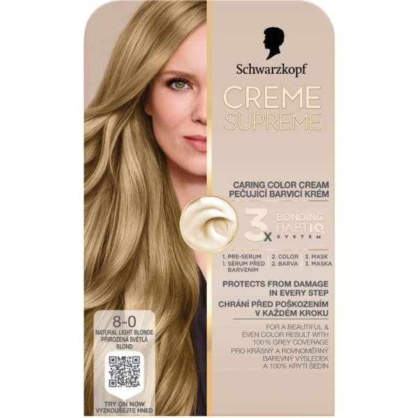 Schwarzkopf Creme Supreme farba na vlasy 8-0 Prirodzená svetlá blond 1 ks, 8-0