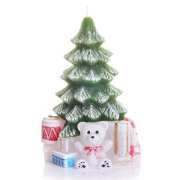 XMAS sviečka s darčekmi zelený 95 x 150 mm, 1 ks