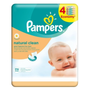 Pampers Natural Clean Detské vlhčené obrúsky 4x64ks