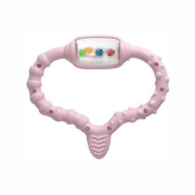 Curaprox Cura Baby, masážna zubná kefka (ružová) s hryzátkom a hrkálkou v jednom 1ks