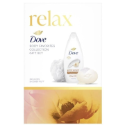 DOVE Gentle Pamper sada so sprchovou hubkou 250 ml + 90 g