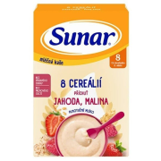 Sunar mliečna kaša 8 cereálií Jahoda a Malina 210 g