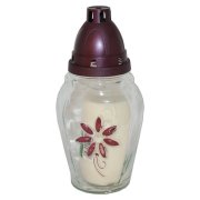 Náhrobný kahanec sklo 0002 s fialovým kvietkom 105g