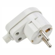 Zástrčka lomená, biela s ochranou na kábel