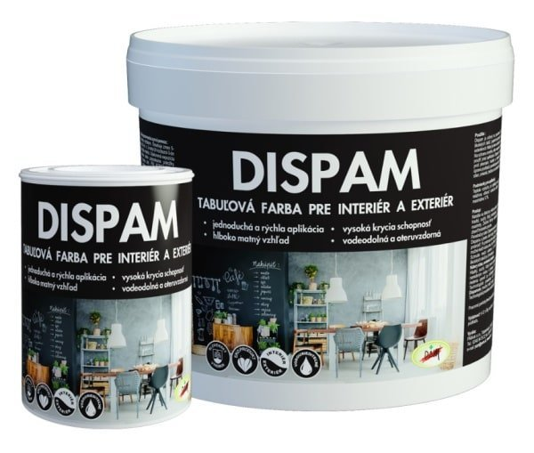 Dispam, tabuľová farba - čierna matná 0,4 kg, čierna