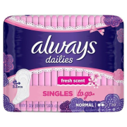 Always Dailies Singles Normal To Go Fresh, Intímne vložky 20 ks