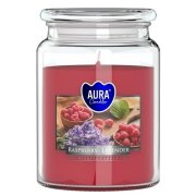 Bispol Malina - levanduľa Maxi sviečka v skle s viečkom 500 g