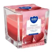 Aura trojfarebná vonná sviečka v skle Passion 170 g