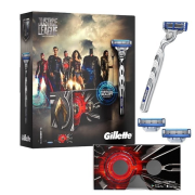 Gillette Mach 3 Turbo Justice League kazeta, holiaci strojček a 2x náhradná hlavica súčasťou je